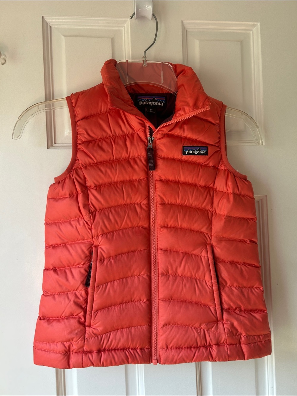 Patagonia Red-Orange Quilted Puffer Vest - Girls' XS